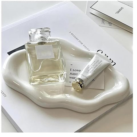 BESSKON Small Jewelry Dish for Women, Gifts for Mom, Ceramic Jewlery Tray Ring Holder, Vanity Ring Dish Cute Cloud Tray, Nightstand Decor Trinket Bowl for Earrings, Perfume, Keys, White Jewelry Plate