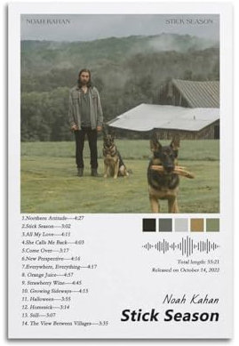 Noah Kahan Album-Poster, Leinwand-Poster, Raumdekoration, ästhetisches Poster, künstlerisches Poster für Schlafzimmer, Wohnzimmer, Wände, 30 x 45 cm, ungerahmter Stil
