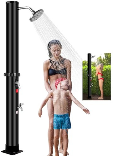 Doccia Solare da Giardino 40L, Doccia da Esterno con Soffione a Pioggia Regolabile, Temperatura Max 60°C, Acqua Calda e Fredda, Perfetta per Giardino, Campeggio, Piscine - Doccia Solare (40 litri)