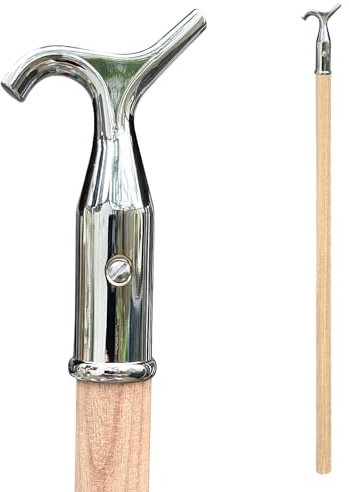 Window Pole Hook Opener for Sash, Compatible with VELUX® Windows, Sash Attic Loft Blinds Skylight, Fanlight (Polished Chrome)