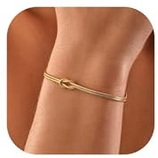 WATEFOER Gold Armbänder für Damen 18K Gold plattiert Liebe Knoten Armband Zierliche Schlange Kette Unendlichkeit Armband Einstellbare Goldschmuck Geschenke für Frauen Männer