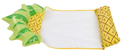 Hamaca Flotante Inflable Estampado Piña Colchón Flotante para Piscina Playa y Plegable con Malla Transpirable y Válvula de Inflado Rápido
