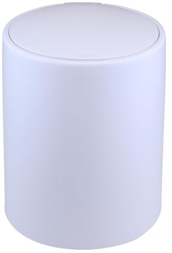 DLBTWDOYLS Poubelle en plastique avec couvercle, couvercle ouvert à pression de boucle, double couche amovible, cuisine, salle de bain, chambre, bureau, poubelle minimaliste domestique (blanc, M12)