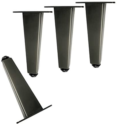 Lot de 4 pieds de meubles modernes en acier inoxydable noir avec pieds de canapé réglables améliorés et vis de montage 7 cm