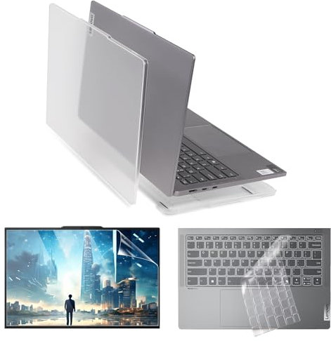 IMMOENUC 4-in-1-Laptoptaschen-Set für Lenovo 2024/2023 IdeaPad Pro 5 14 Zoll (35,6 cm) Schutzhülle Modell Bildschirm Flim + Tastaturabdeckung, Hartschale, matt, transparent