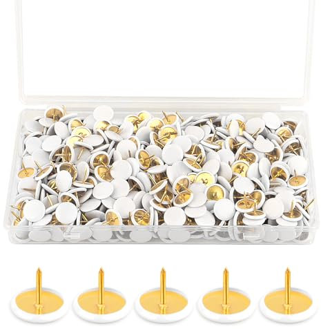 400 PCS White Drawing Pins Kit Round Head Thumbtacks Metal Push Pins Drawing Pins for Notice Board Decorative Thumb Tacks for Pinboard Bulletin Board Map Photo Wall