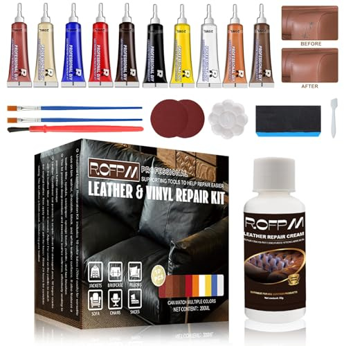 Leather Repair Kit, Leather Furniture Repair Kit, 10 Colors Leather Filler