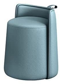 Runder kleiner Hocker aus Stoff für Wohnzimmer, Einzelsofa, Make-up-Hocker mit minimalistischem Design, Blau