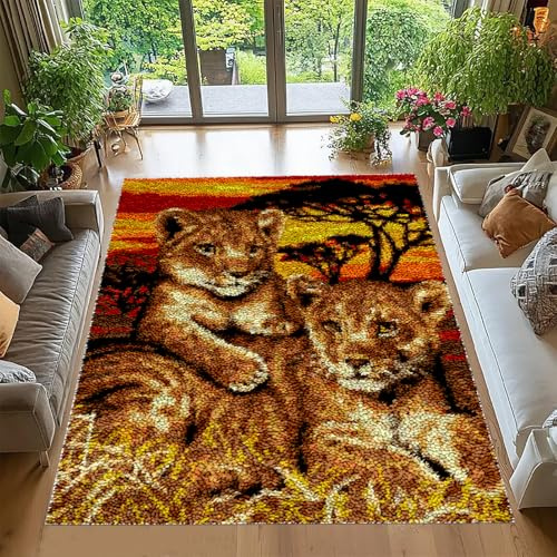 Tehocwiz Large Latch Hook Kit for Adults - Rugs, Crocheting, Embroidery, 40x70 cm