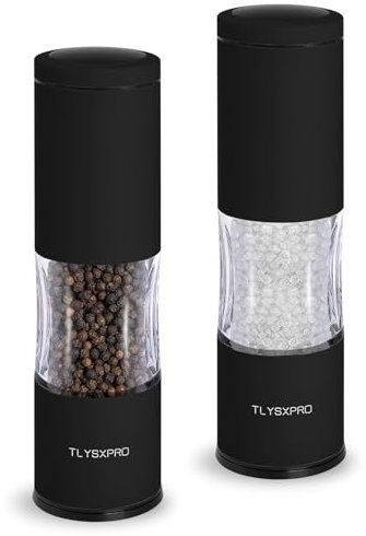 TLYSXPRO Salt and Pepper Grinder Set with Adjustable Coarseness | Manual Pepper Mill Grinder with Refillable Design | Ceramic Core | Kitchen Essential (2 Packs, Black)