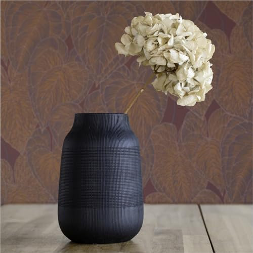 TADESSI Vliestapete floral M1–No.11942 Vliestapete Rot Orange Lila Gold Metallic – Tapete Blätter Wohnzimmer Schlafzimmer Küche