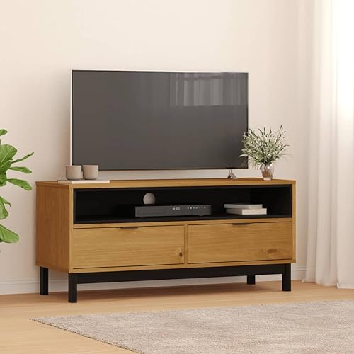 ROMHZKS TV-Schrank FLAM Sideboard Wohnzimmer tv Regal lowboard Sideboard tv 110x40x50 cm Massivholz Kiefer