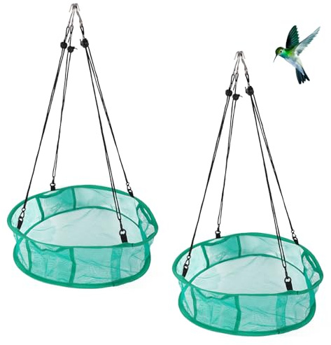 2pcs Bird Feeder Trays, 16in/41.5cm Diameter Hanging Platform Bird Seed Feeder Mesh Tray with Lanyards Windproof Design for Outdoor Yard Backyard Garden & Lawn Use