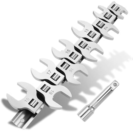 Set di 11 Llave de Boca Abierta de 3/8 Pulgadas, Llave Métrica de Boca Abierta de 10-19 mm,Shall Juego de 10 llaves de pata de gallo métricas de 3/8,Adecuado para el Mantenimiento de Automóviles.