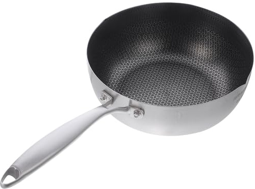 Casserole en Acier Inoxydable 304, Poêle Antiadhésive, 1 Pièce | Usage Cuisson Maison, Nettoyage Facile, Finition Argentée, Usage Polyvalent, Adaptée aux Œufs et Préparations
