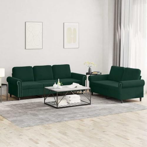 ROMHZKS Samt Sofa Garnitur XXL mit dick gepolsterten Sitzflächen und Metall Gestell, Bequemes Velours Sofa Set für Wohnzimmer, Robuste Polstergarnitur in Grau, Stabiles Sitzmöbel