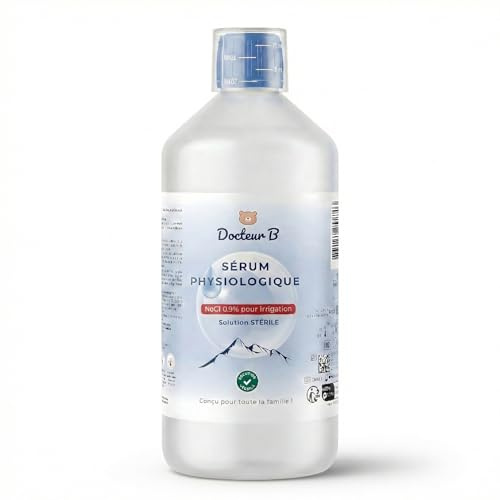Solución salina estéril 0,9% NaCl – Solución fisiológica para lavado nasal, cuidado nasal, bebés y limpieza de heridas (1 L)