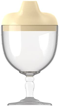 Babykelch, Schnabeltasse, Kunststoff, für Kleinkinder, Trinkbecher, Getränkebecher, Weinglas, Milchflasche, Gelb