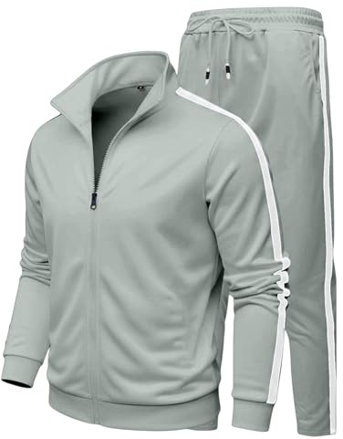 Generisch Lässiger Trainingsanzug, modisches Kapuzensweatshirt und Jogginghose, zweiteiliges Outfit für den Alltag und sportliches Training, Bequeme Passform, Activewear (Light Green, L)