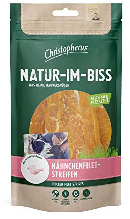 Christopherus Kausticks für Hunde, Hähnchenfiletstreifen, Warmluftgetrocknet, Natur-Im-Biss, 70 g