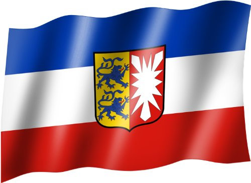 sportfanshop24 Flagge/Fahne Schleswig Holstein Staatsflagge/Landesflagge/Hissflagge mit Ösen 150x90 cm, sehr Gute Qualität