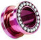 Flesh Tunnel Plug Edelstahl 316L Zirkonia Kristalle Strass Hollow Schraubverschluss lila-klar 3 mm