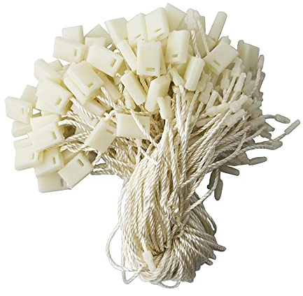 200Pcs Clothing Hang Tag String Clothing Tag Rope String with Push Locker String Snap Lock Security Tags Price Tagging Fasteners(Beige)