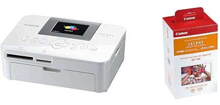 Canon Selphy CP1000 Fotodrucker 10x15 cm (mobiler Drucker, USB, 300x300 DPI, Direktdruck von kompatiblen Kameras), weiß & Druckerkartusche RP-108 und Papier für Selphy CP Fotodrucker Serie