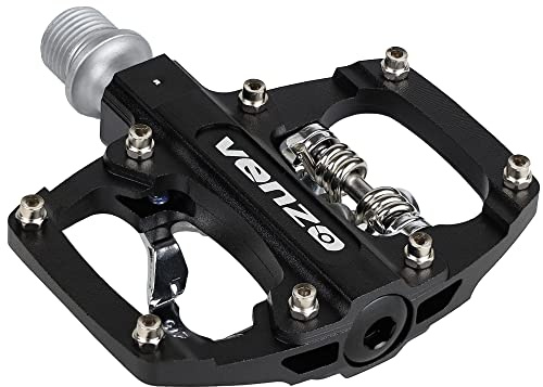 Venzo Multi-Use Kompatibel mit Shimano SPD Mountainbike Fahrrad Abgedichtete Clipless-Pedale Dual Plattform Mehrzweck Ideal für Touring, Straße, Trekking Bikes Größe:85 x 80mm = 8.4 x 7.9 cm