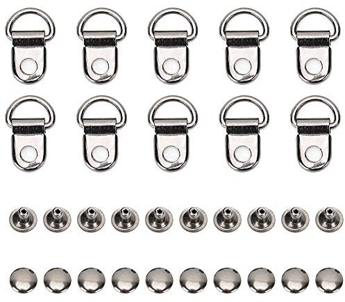 Zerodis 100Pcs Shoelace Hook, Boot Lace Hooks Shoe Lace Hooks D‑Ring Brass Bag Hook DIY Rivet Tool Boot Lace Safety Shoelace Buckles
