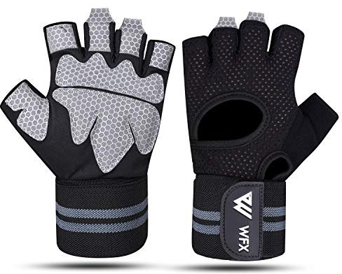 WESTWOOD FOX Weight Lifting Gloves with Wrist Wrap Support,Gym Gloves for Men and Women, Anti Slip, Breathable, Workout Training, Hanging, Pull-Ups, Dumbbell,Cycling (Black, M)