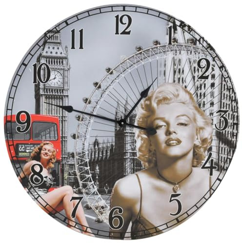 vidaXL Wanduhr Vintage Retro-Stil Dekorativ Wohnzimmeruhr Analoguhr Bürouhr Dekouhr Küchenuhr Wand Uhr Wandtattoo 60cm