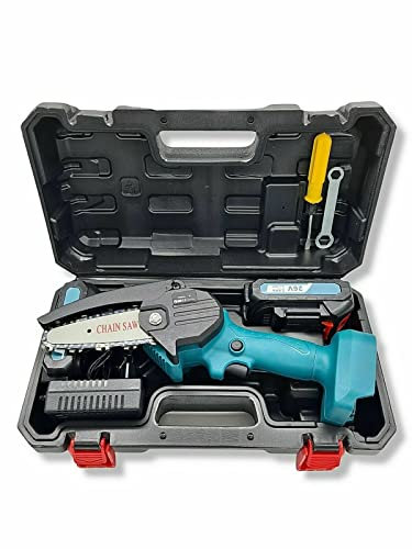 Vokot MS1 Motosega elettrica a Batteria portatile Ricaricabile, Potatore alberi e da giardino, Mini Motosega 4 Pollici senza fili Lama 10cm con doppia batteria da 24V