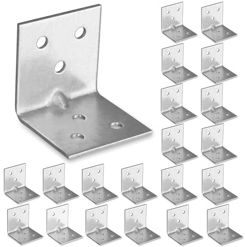 OMIDEAS 20 x Corner Brackets (30 x 30 x 30) Angle Reinforced Metal Braces Wood Timber Galvanised Steel Sheet Connecting Joining Fixing L Repair Connector
