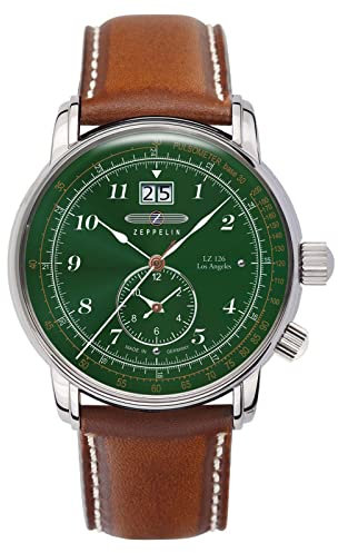 Zeppelin Herrenuhr mit Lederband Serie LZ126 Los Angeles Großdatum Big Date GMT 8644-4