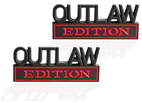 2 Stück OUTLAW Edition Emblem Auto LKW Ersatz für Universal Fahrzeug Auto LKW SUV (Schwarz Rot)