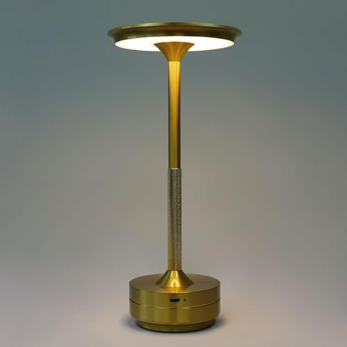 HARPER LIVING LED Rechargeable Table Lamps, Colour Changing (3000K-6000K) and Dimmable (Gold)