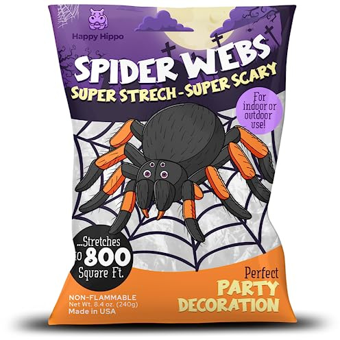 Halloween Spider Web Decoration, 800 Sqare Feet & Plastic Spiders, Halloween Party Supplies, Spider Webs (Large, 800 Sq Feet)