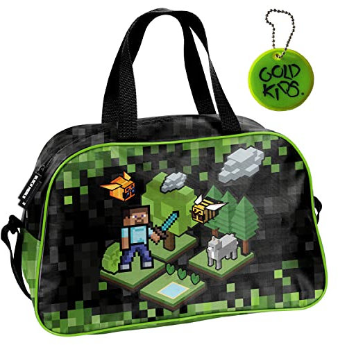 Trainingstasche Game Pixel Handtasche Sporttasche Schultertasche Tasche Reisetasche Sport Bag inkl. leuchtender Anhänger