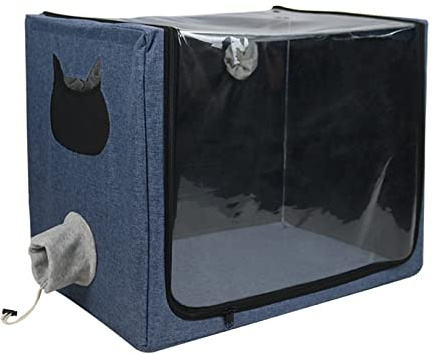 IINCOOY Zusammenklappbares Haustier Zerstäubungsnest, Sauerstoff Inhalationsgerät for kleine Haustiere Intensivkäfig Katze Hund Zerstäubungsbox Sauerstoff Inhalationsmaschine