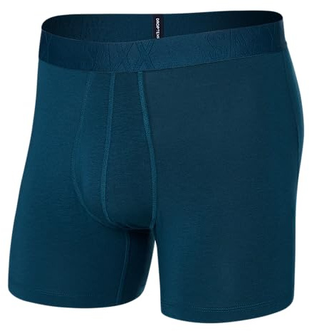 SAXX Underwear Co. Men's Underwear with Pouch Droptemp Cooling Cotton Boxer Brief Fly, Deep Ocean, XL