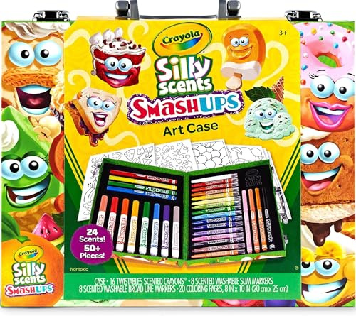Crayola Silly Scents Mini Inspiration Art Case, Scented Crayons & Markers Set, Art Kit for Kids, Coloring Supplies, Travel Gifts for Kids, Ages 4+