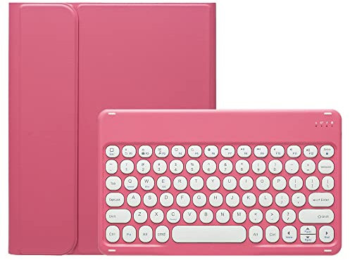 Custodia con tastiera per iPad di 10a 9a 8a 7a generazione, con tastiera rotonda per iPad Air di terza generazione, iPad Pro 10,5 da 11 pollici, con tastiera Bluetooth rimovibile e portamatite