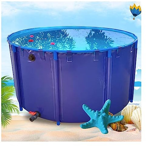 zktoermn Runder Pool Über Dem Boden, Schwimmbad Für Kinder Aquarium Pool Teich PVC Leinwand mit Stahlrahmen für Garten, Outdoor Familie (Farbe : Blau, Größe : 1.2X1M/1130L)