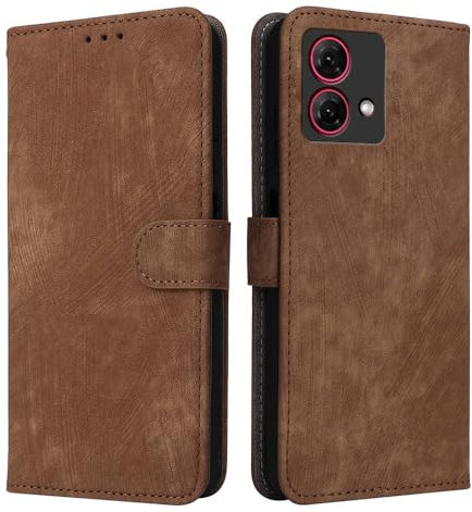 XINNI Housse pour Motorola Moto G84 5G Etui, RFID Protect PU/TPU Cuir Coque Magnétique Portefeuille, Marron