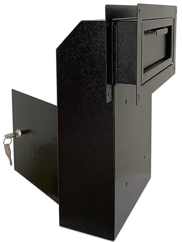Plugsharge Door Drop Box, Mail Slots for Mail, Rent, Deposit, and Night Key, Through The Door Prevents Money Fishing Locking Steel Mailbox with Rear Access, Black