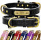 Senristar Personalised Genuine Leather Dog Collar with Engraved Name Plate - Durable and Stylish Custom Dog Collar for Small, Medium, and Large Dogs (L,Black)