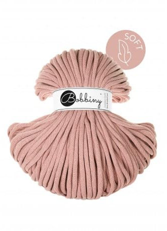 Flechtkordel Jumbo Soft - 8mm - Baumwollkordel Baumwollgarn Garn Kordel Makramee Schnur Kordelband Natur Baumwolle 100m - Blush