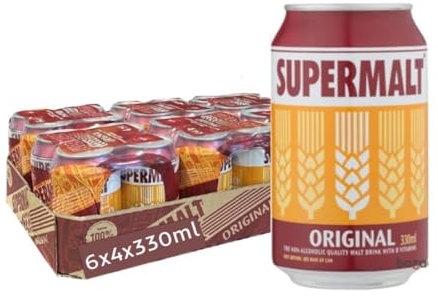 Supermalt Original - Bevanda vegana non alcolica al malto con vitamine del gruppo B, 4 x 330 ml (confezione da 6)