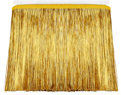 FINGERINSPIRE 10 m Lametta Fransenbesatz 19.8 cm Breit Goldmetallic Fransenbesatz Glänzende Quaste Spitzenfransenbesatz Polyester Nähen Lametta Fransengirlande Band Für Tanzkostüm Party Dekoration